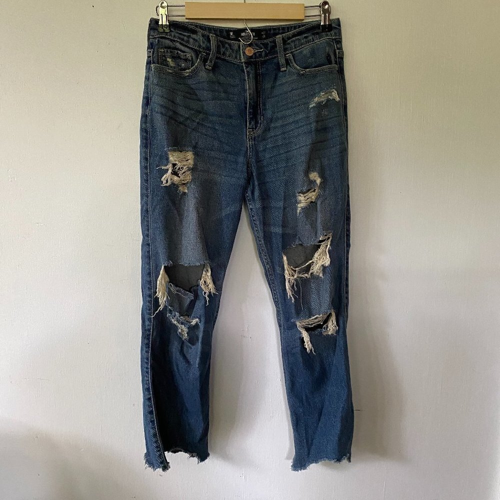 Hollister Jeans Juniors Size 5R High Rise‎ Y2K Slim Straight Destroyed